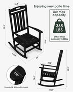 Outdoor Rocking Chair Set of 6, High Back Plastic Patio Rocking Chairs - Image 2