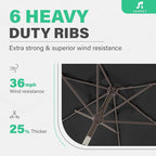 JEAREY 7.5 ft Outdoor Patio Umbrella, Table Umbrella, Tilt & Crank lift - Image 4