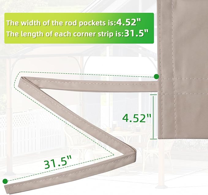 NOVINO Pergola Replacement Canopy, 17x8ft Waterproof Pergola Shade Cover | - Image 7