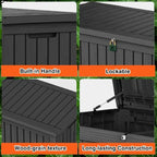 TARKARI 180 Gallon Lockable Resin Deck Box, Waterproof & UV-Resistant Outdoor - Image 5