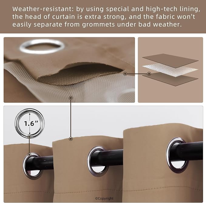 DIVA EN CAMINO DEC Outdoor Patio Curtain Waterproof Darkening Thermal Insulated - Image 3