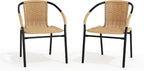 EMMA + OLIVER Beige PE Rattan Stackable Patio Dining Chair, Indoor/Outdoor Use - Image 8