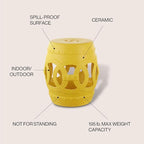 JONATHAN Y Lucky Coins 16" Ceramic Garden Stool Side Table, Matte Yellow | - Image 4