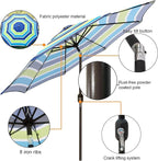 9' Outdoor Patio Umbrella, Outdoor Table Umbrella, Yard Umbrella, Market - Image 2