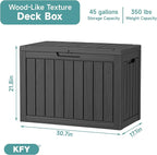 45 Gallon Waterproof Resin Deck Box, UV Resistant Outdoor Storage - Image 2