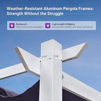 PURPLE LEAF Outdoor White Pergola 10' x 13' w/Double Canopy, aluminum frame - Image 8