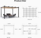 PURPLE LEAF Outdoor Retractable Pergola 11' X 13' Canopy Aluminum, Custom Shade - Image 7
