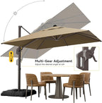 10x10FT Cantilever Outdoor Umbrella, 360° Rotating Large Offset Square Patio - Image 4
