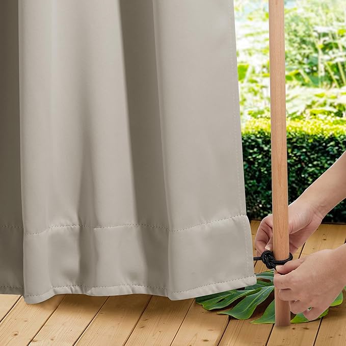 NICETOWN Weighted Curtains for Patio Waterproof W66xL84 Natural 2 Panels | by NICETOWN
