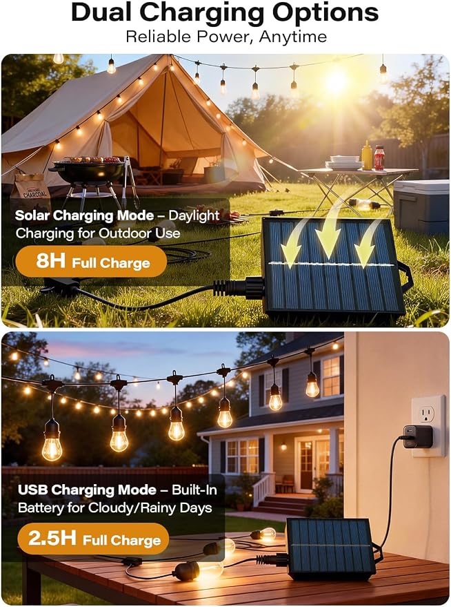 10'x10' Outdoor Gazebo with 50FT String Lights, Metal Heavy Duty Patio Canopy - Image 7