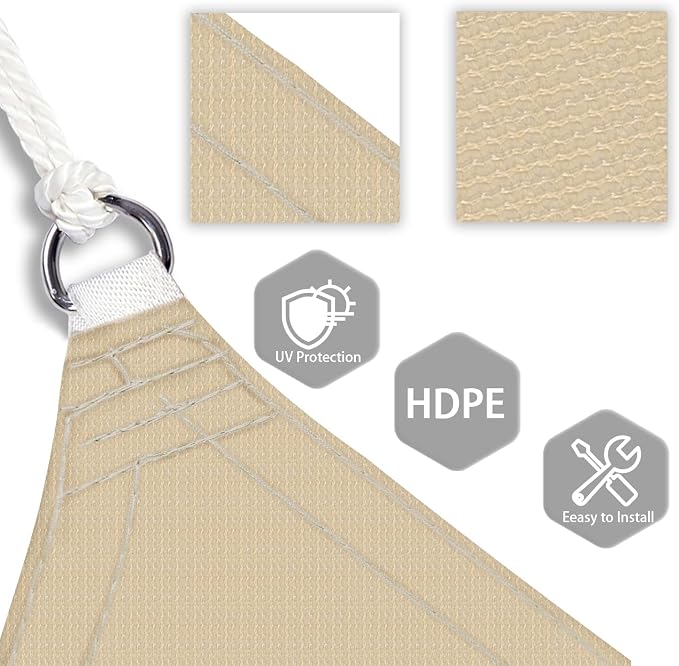 Patio Paradise 7' x 7' x 6'10" Sun Shade Sail Triangle Canopy, Permeable Shade - Image 3