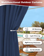Grommet Outdoor Curtains for Patio Waterproof 8 Pcs 54x120 In Navy | - Image 3