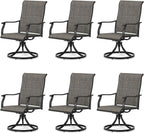 Outdoor 360-degree Swivel Dining Chairs Set of 6, Ergonomic Designed, Breathable by Aoodor