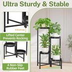 iDavosic.ly Plant Stand Indoor Outdoor, 4 Tier Metal Corner Shelf, Folding - Image 4