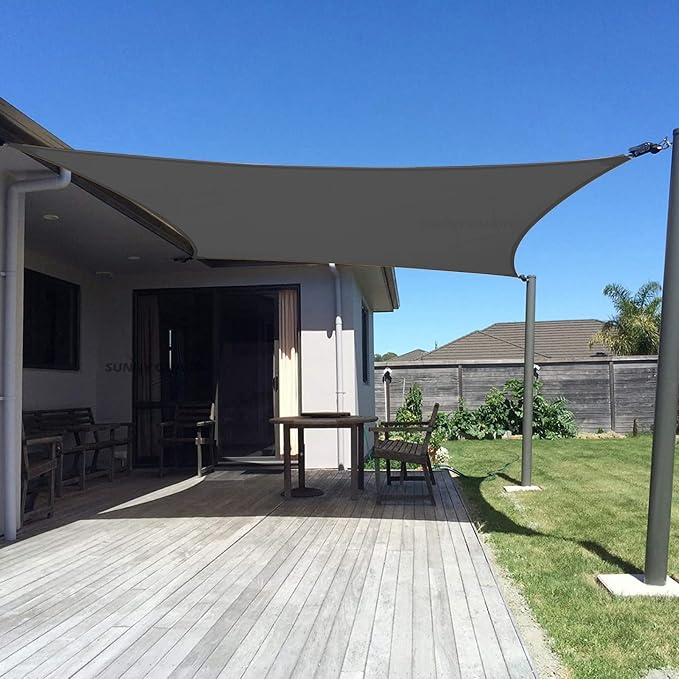 SUNNY GUARD Custom Size 8'x8' Graphite Grey Sun Shade Sail Rectangle UV Block by SUNNYGUARD