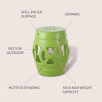 JONATHAN Y Lucky Coins 16" Ceramic Garden Stool Side Table, Matte Green | - Image 4