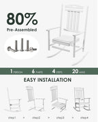 Outdoor Rocking Chair, All-Weather Resistant Poly Lumber Rocker Chair Outdoor - Image 3
