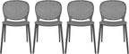 2xhome Set of 4 Patio Dining Chairs | Modern Stackable Outdoor Pool Side Chair by 2xhome