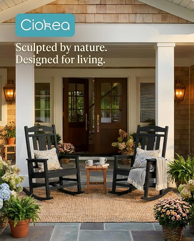 Oversized Outdoor Rocking Chairs Set of 2, 380lbs Heavy-Duty Large Patio Rocker - Image 4