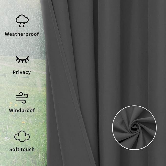 Easy-Going Outdoor Curtains for Patio 1 Panel, 54x108 inch, Weatherproof - Image 6