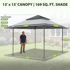 EAGLE PEAK 13x13 Pop Up Canopy Tent, Auto Extended Eaves, Light Gray | Easy - Image 3