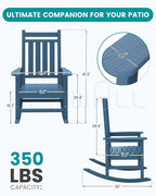 SERWALL Outdoor Rocking Chair Set of 6, Patio Rocking Chairs - Image 3