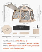 VEVOR Pop up Gazebo Screen Tent, 12 x 12 ft, 13-Sided Spherical Camping Canopy - Image 7