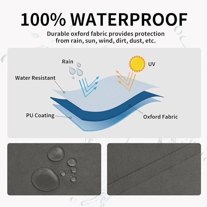 Easy-Going 100% Waterproof Outdoor Curtains 54x120 inch, Dark Grey | Windproof - Image 2