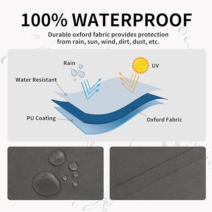 Easy-Going 100% Waterproof Outdoor Curtains 54x108 inch, Dark Grey | Windproof - Image 2