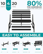SERWALL Armless Outdoor Bench, All Weather HDPE Porch Bench, 1 Pack, Suitable - Image 8