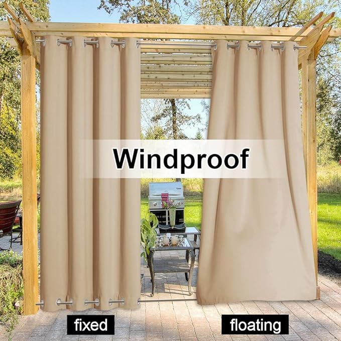 NICETOWN Outdoor Curtain for Patio Waterproof, Sunlight Block Rustproof Grommet - Image 5