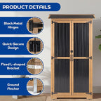 Outdoor Storage Cabinet Weather-Resistant, Wood & Metal Storage Shed - Image 4