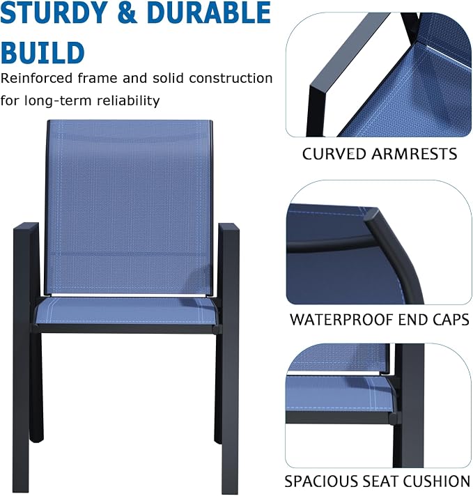 Outdoor Patio Chairs Set of 4, Lightweight Patio Set - Image 5