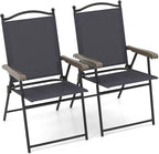GIANTEX Set of 2 Patio Folding Chairs, Outdoor Patio Dining Chairs w/Armrest by Giantex