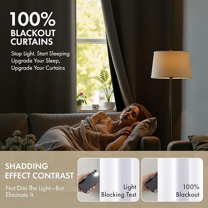 MIULEE White 100% Blackout Short Curtains - Image 2