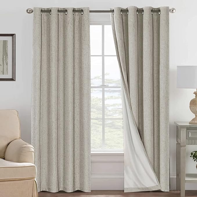 H.VERSAILTEX Blackout Drapes Linen Blackout Curtains 84 inch Length 2 Panels Set by HVERSAILTEX