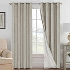 H.VERSAILTEX Linen Blackout Curtains 108 Inches Long 100% Blackout Thermal by HVERSAILTEX