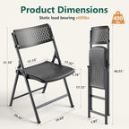 4-Pack Black Folding Chairs, Mesh Plastic Seat - Image 3