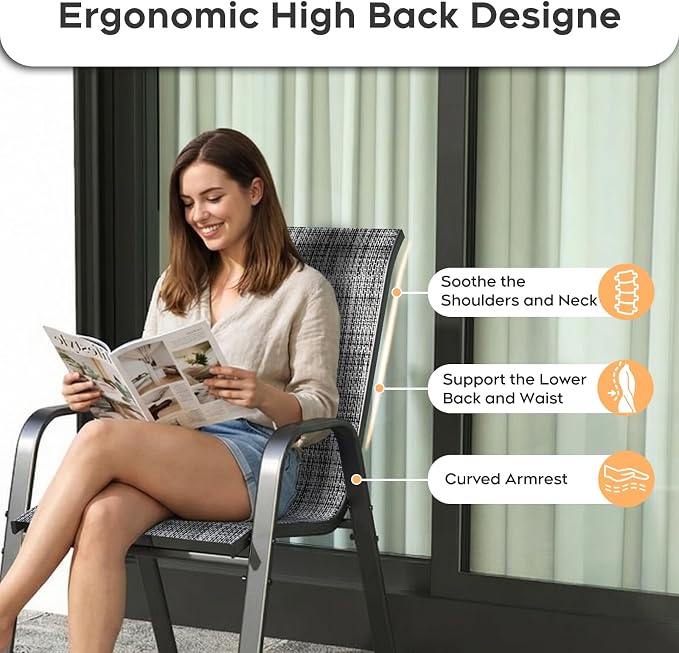 Patio Dining Chairs Set of 4 Outdoor Stackable Dining Chairs - Image 8
