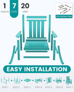 SERWALL Outdoor Rocking Chair Set of 2, HDPE Rocker - Image 7