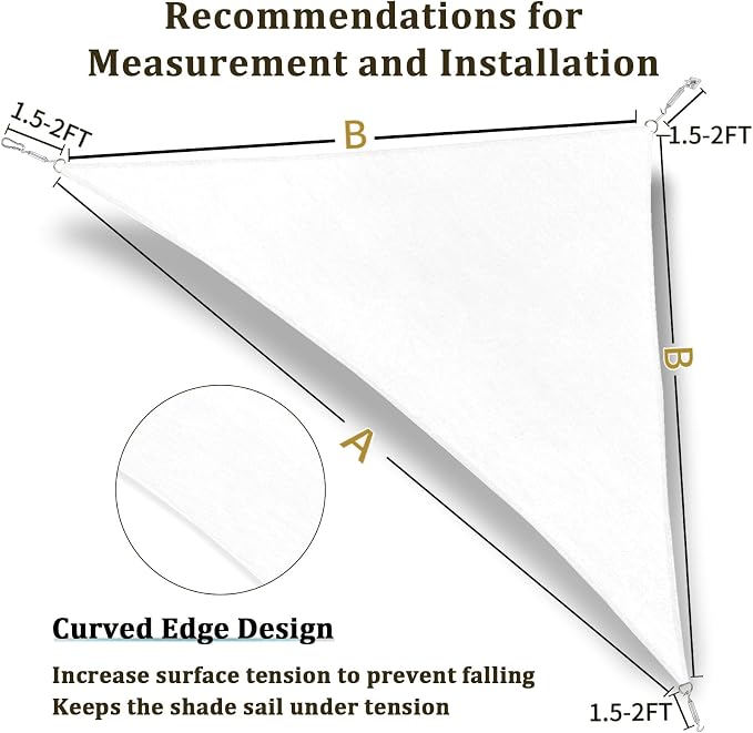 Shade&Beyond Custom Sun Shade Sail 5'x5'x5' Triangle Sun Sail Shades Patio UV - Image 5