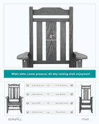 SERWALL HDPE Oversized Outdoor Rocking Chairs Set of 4, Patio Rocker, All - Image 7