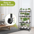 VyGrow 4 Tier Plant Stand with Wheels, Plant Shelf - Image 2