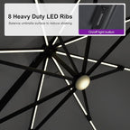 PURPLE LEAF Patio Umbrella W/Base Left-right Tilt 10FT LED, Light Grey | Create - Image 5