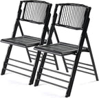 VINGLI Bamboo Folding Chair, Foldable Dining Wood Chairs Comfortable Seat by VINGLI