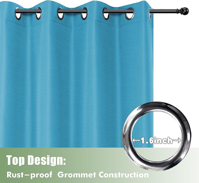 HolidayIdeas Outdoor Curtains for Patio Waterproof 6 Pcs 54x84 Inch Teal | - Image 4