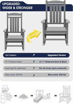 Oversized Outdoor Rocking Chair Set of 2, Porch Rockers, Light Gray | - Image 5