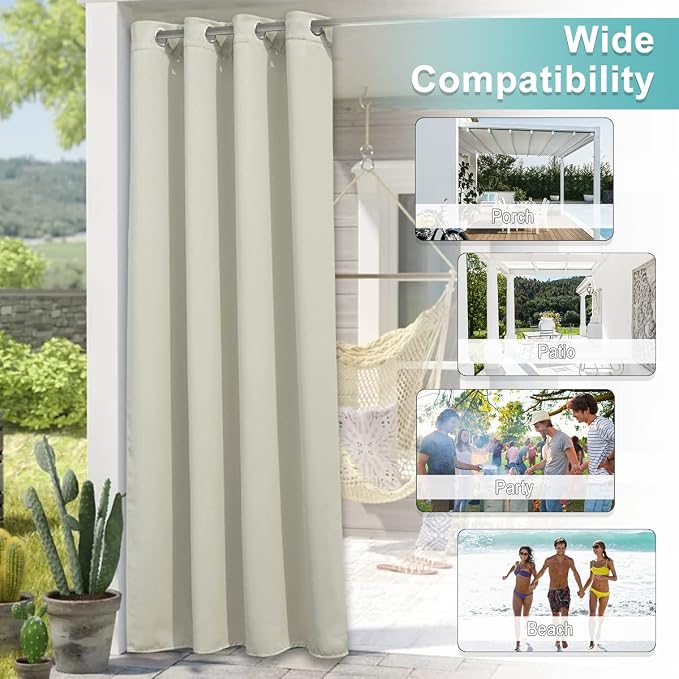 NICETOWN 2 Panels Outdoor Patio Curtains Waterproof, Stainless Steel Grommet - Image 7