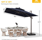 10x13 FT Patio Cantilever Umbrella, Rectangular Heavy Duty Offset Umbrella - Image 8