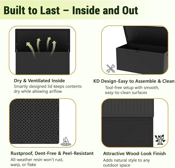 Outdoor Storage Box, 260 Gallon Deck Box Outdoor Storage Bench Outside - Image 6